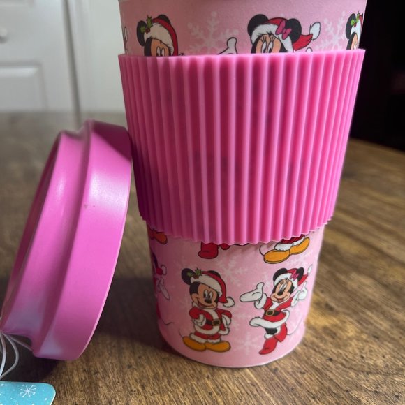 Disney Christmas Mickey and Minnie Mouse Bamboo Travel Mug, Pink, NWT - Picture 8 of 9